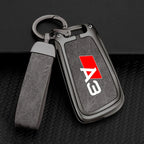 Zinc Alloy Leather Car Remote Control Key Case Cover Holder Shell For Audi A3 8P 8V 8L S3 RS3 Custom LOGO Protected Keychain Bag