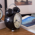 1pc Retro Creative Metal Bell Alarm Clock, Desktop Simple Clock Silent Luminous Quartz Table Clock
