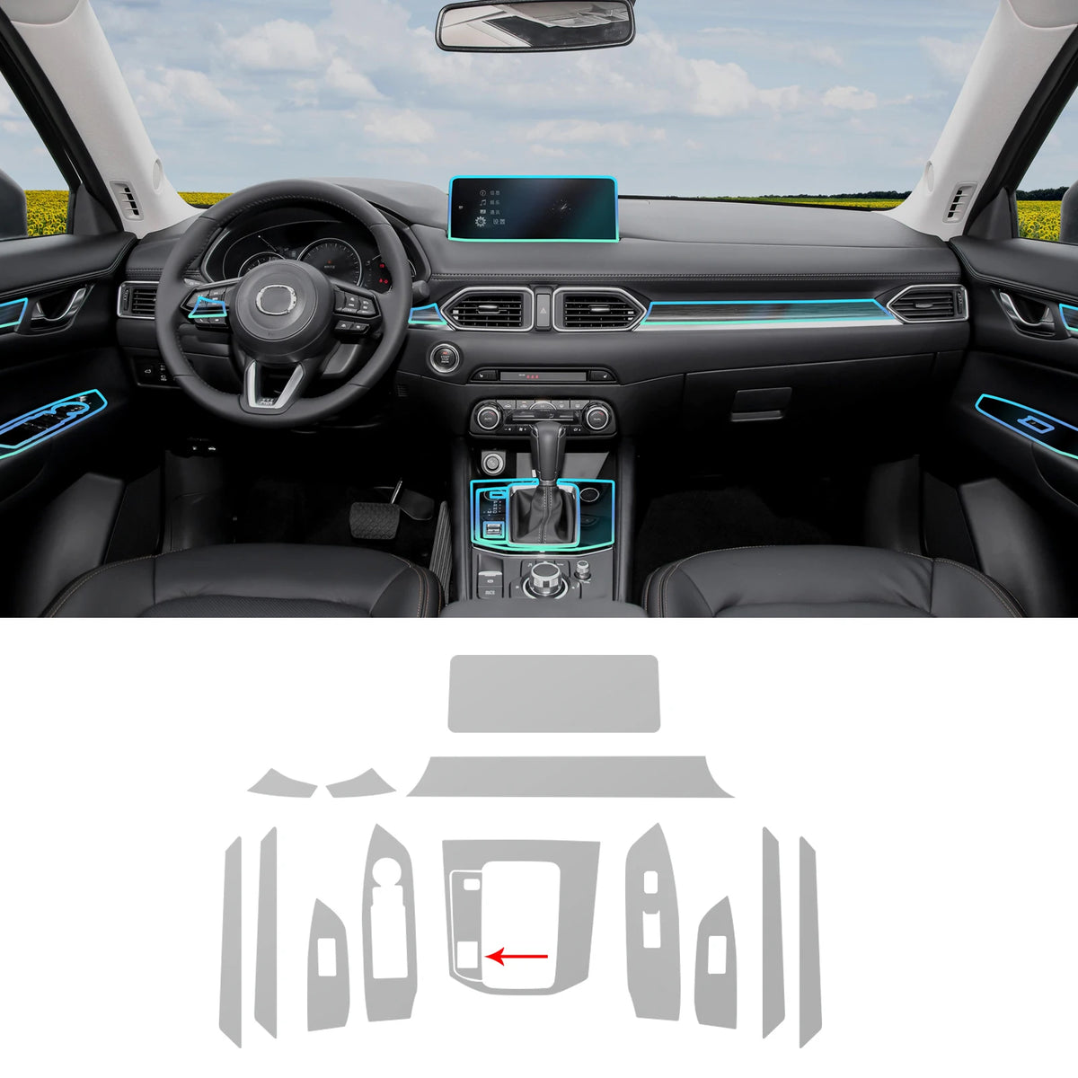 For Mazda CX 5 2023-2025 Car Interior TPU Protector Anti-scratch Film Auto Protective Transparent Anti-tear Stickers Accessories