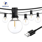 30m 15m 7.6m USB LED Lights 5V 1W G40 Plastic Bulb Outdoor Waterproof Tent Fairy Patio Festoon String Light Wedding Decor