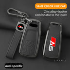 Suitable for Audi A5 Sports 2017 2019 2021 2022 Zinc Alloy Car Key Case Leather Fashion Car Keychain Auto Accessories