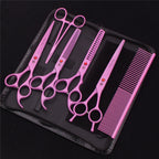 7'' Purple Dragon Pet Grooming Scissors Dog Cat Fish Bone Thinning Hairdressing Shears Curved Cutting Hemostatic Forceps Z3102