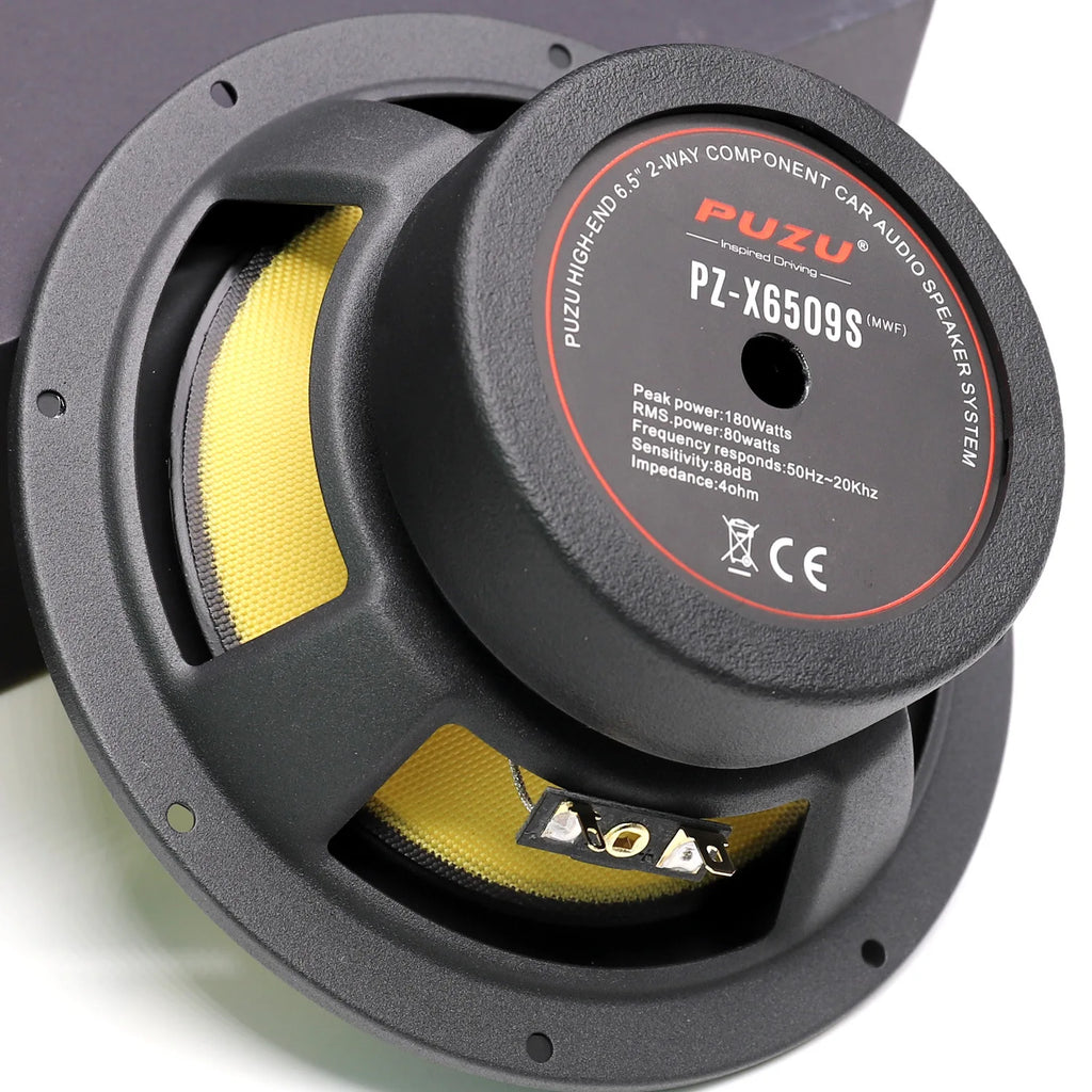 PUZU PZ-6509S 6.5 Inch Glass Fiber Sound Cone Car Audio Two Frequency Set Speaker 180W Maximum Output Power