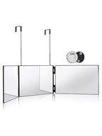 360° Viewing Makeup Mirror for Hair Cutting Travel Portable Self Haircut Mirror with Adjustable Hooks for Shaving, Hair Styling