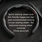 Luxury Nappa Faux Leather Steering Wheel Cover That Is Non-Slip And Sweat-Absorbent, Sporty Style Suitable For Various Vehicles