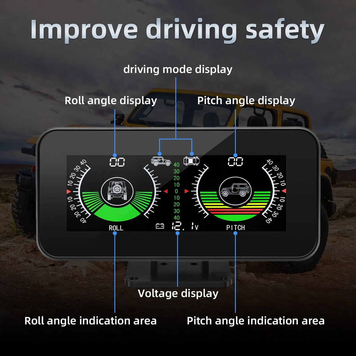 AD M50 HUD Slope Meter Digital Display Tilt Roll Pitch Angle Inclinometro Off Road GPS Smart Inclinometer  Auto Intelligent Volt