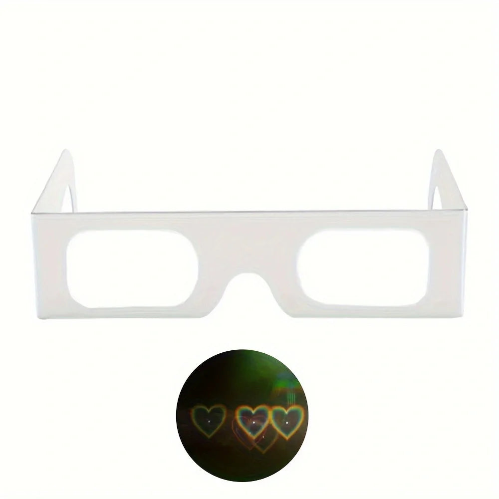 50pcs Love Heart Shaped Effects 3D Glasses Watch The Lights Change to Heart Shape At Night Diffraction Glasses Women Glasses