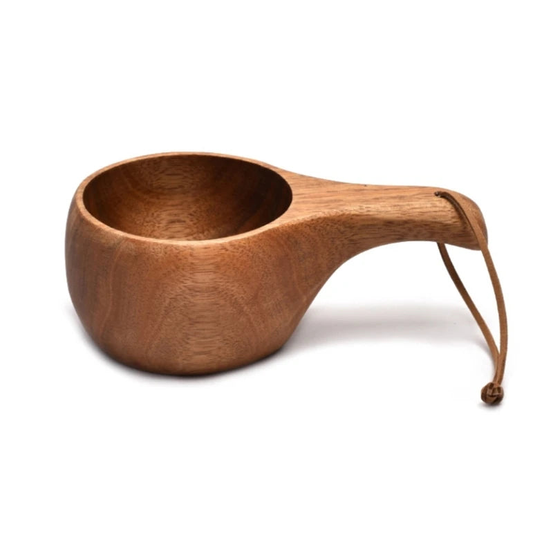 2025 New 210ml Outdoor Wood Cup Kuksa Camping Mug Coffee Milk Cups Mugs Acacia-Wood Drinkware Bushcrafts Artifact Kitchen