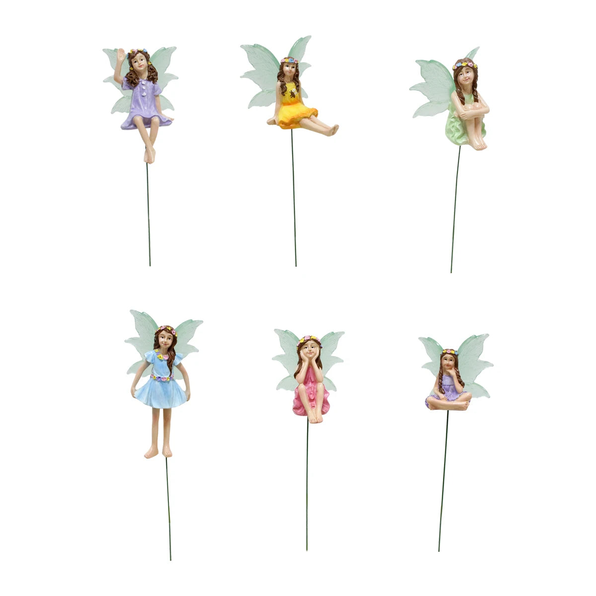 6pc Night Light Wings Flower Fairy, Garden Micro Landscape Fairy Tale World Scene Decoration, Flower Pot Bonsai Flower Fairy Plu