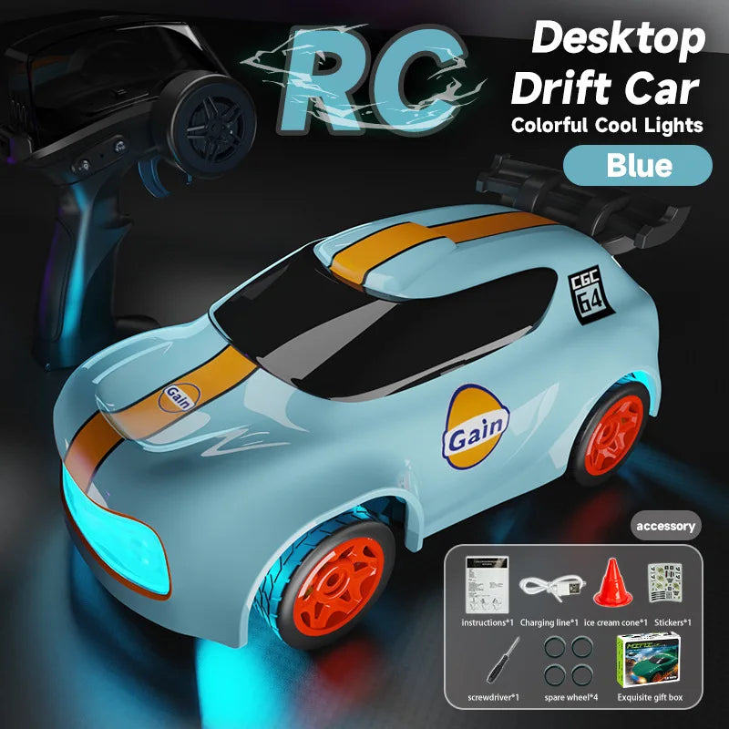 1/64 RC Car 2.4G 4WD High Speed Drift Mini Desktop Racing Car Four Wheel Drive Radio Controlled Mini GTR Racing Model Boy Toy