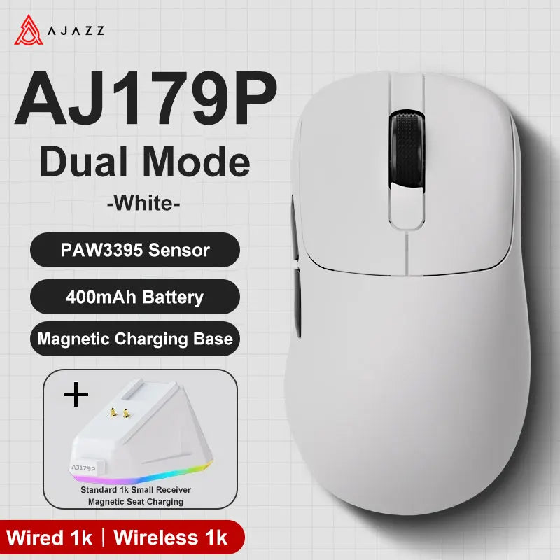 AJAZZ AJ179 PRO PAW3395 Wireless Gaming Mouse with RGB Charging Base 26000DPI Lightweight Ergonomic Mouse for PC Gamer Laptop