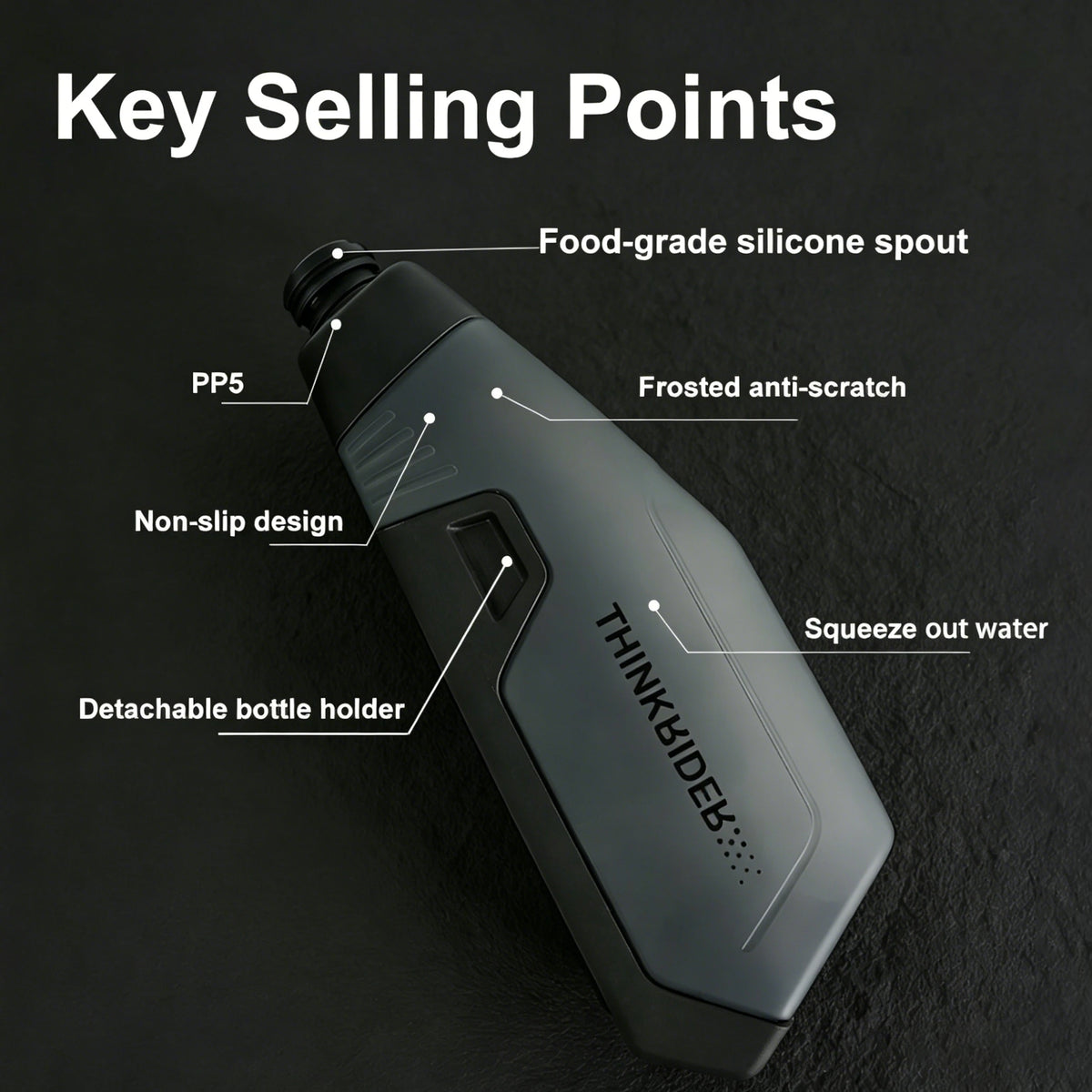 ThinkRider Aerodynamic Bicycle Bottle Cage, 650ml Bike Water Bottle, Fits MTB & Road Bike Frames