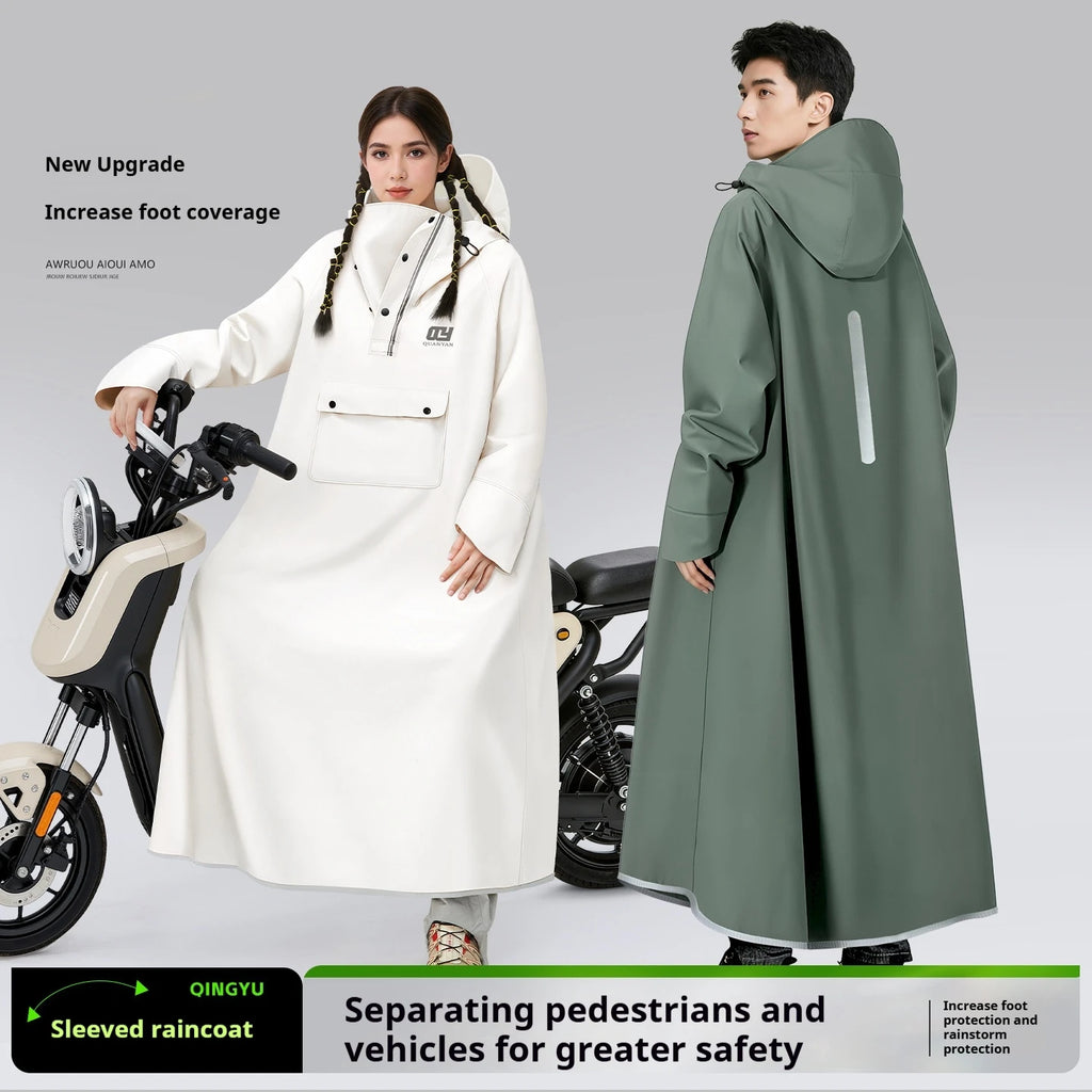 Raincoat integrated full-length thickened rainstorm proof electric battery motorcycle rain proof one-piece poncho for adults