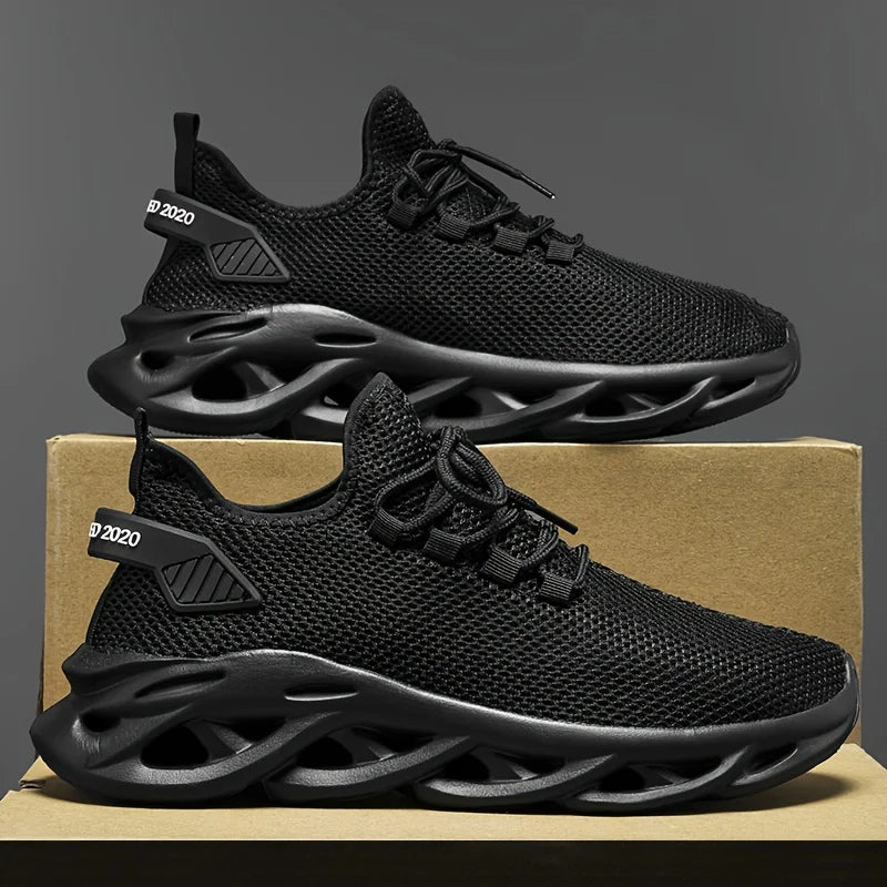 Men Casual Sports Shoes Breathable Lightweight Sneakers Outdoor Mesh Black Running Shoes Athletic Jogging Tennis Walking Shoes