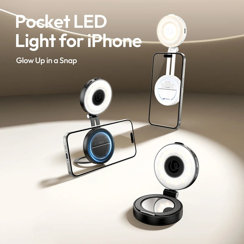 Ulanzi LM23 Magsafe Pocket LED Light Foldable Video Light 360 Adjustable 2500-8500K Bi-color for Iphone 17 16 Android Phone Live