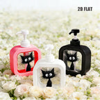 Black Cat Print Refillable Soap Dispenser Pump Bottle, Black/Pink/White 300ml or 500ml