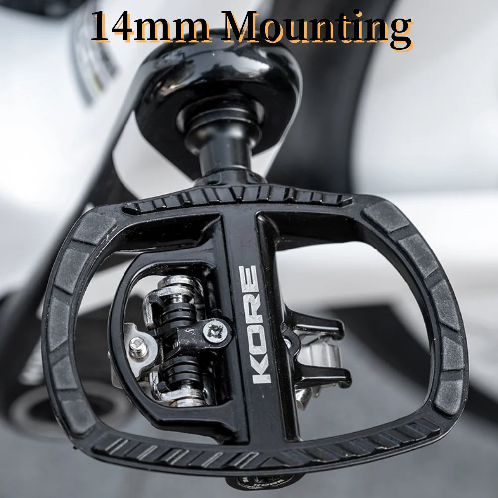 KORE MTB Lock/Flat Pedals Double DU Sealed Clipless 9/16" Crank with SPD Cleats Ultralight Bicycle Parts Aluminum Alloy Pedal