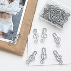 10Pcs Korean INS-style Silver Musical Note Paperclips Girls' Notebook Index Bookmark Memo Photo Decorative Clips File Binder