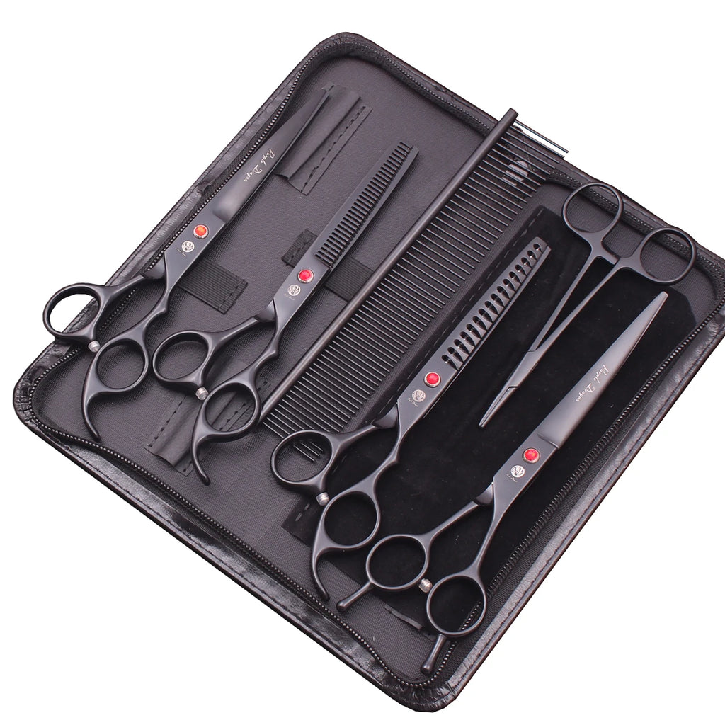 Purple Dragon Dog Grooming Scissors Kit 7" 6.5" Stainless Pet Curved Scissors Thinning Scissors Straight Shears Chunker Z3002