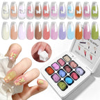 LIMEGIRL Gradient Painting Gel Nail Polish Set, 12 Colors Candy Wash-Free Nail Art Gel