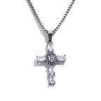 Yhpup Delicate Colorful Bling Cubic Zirconia Cross Pendant Stainless Steel Luxury Necklace High-Grade Fashion Shiny Jewelry Gift