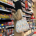 16L Large Capacity Japanese Style Casual Handbag Folding Supermarket Shopper Bag Lovely Travel Accessory