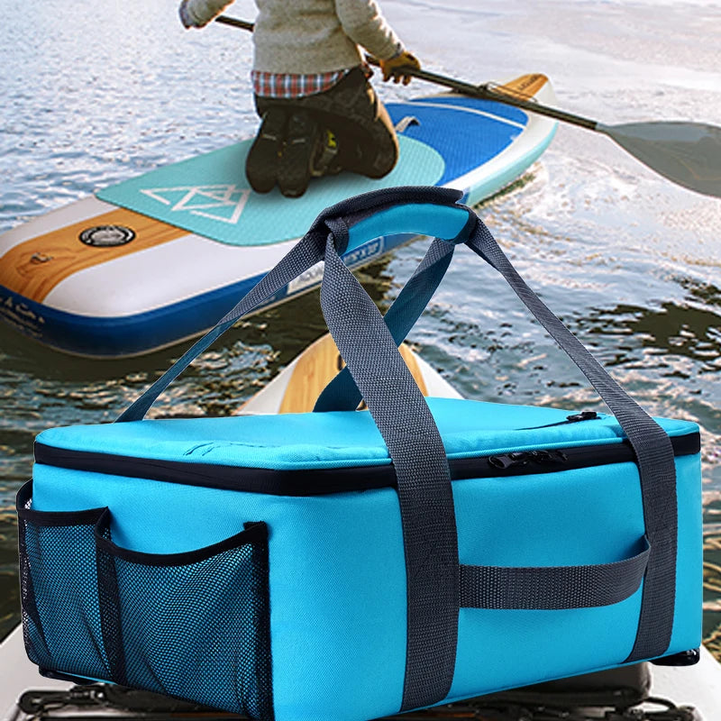Waterproof Paddle Board Cooler Bag, Insulated Deck Bag with Pockets, Blue