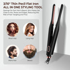 Mini Pencil Flat Iron Hair Straightener, Ceramic Plates, Beard & Short Hair, EU/US Plug