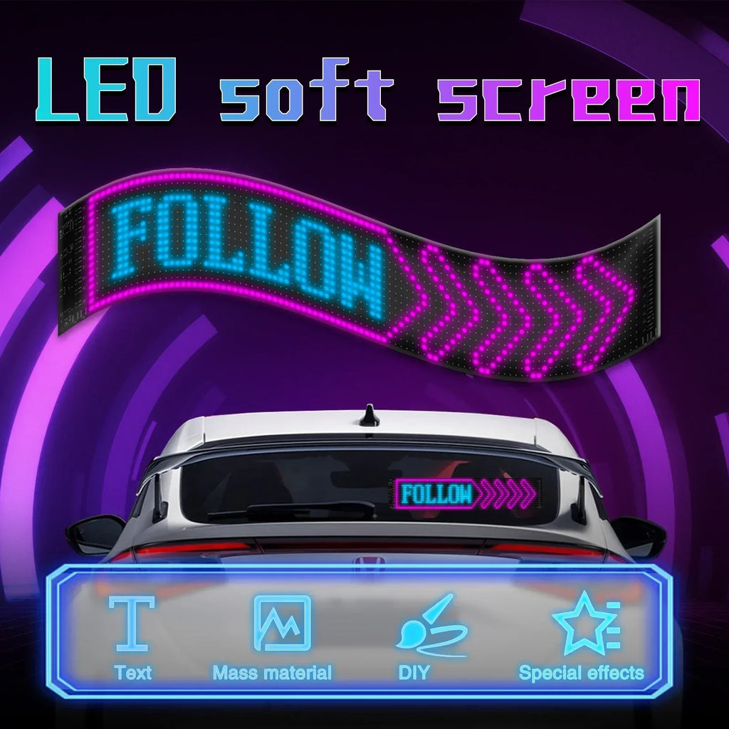 2 PCS Devil‘s Eye LED Animation Screen Light Car Windshield Screen USB Plug-in DIY App Control Flexible Scrolling Text Display