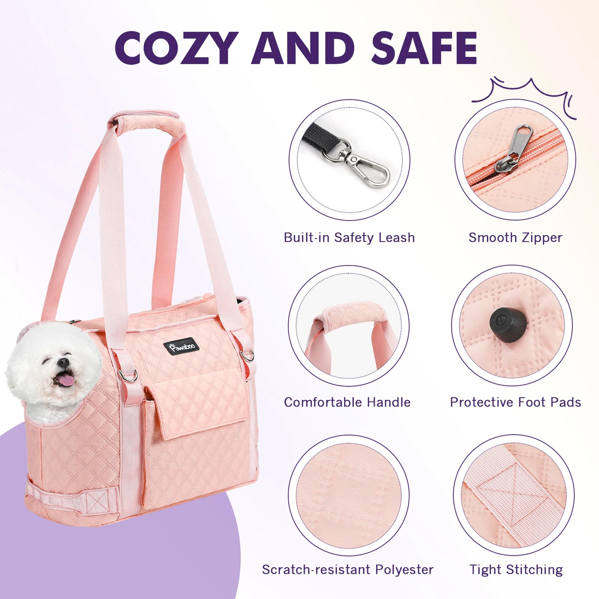 Pawaboo Soft-Sided Dog Purse Carrier Tote Bag with Pocket for Small Dogs, Black