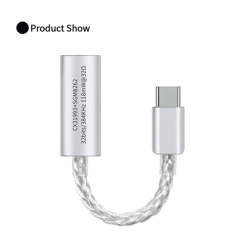 JCALLY JM7MAX Type-C Portable DAC & AMP Visual HiFi USB To 3.5mm Digital Earphone Adapter for Android/Apple Gaming Phone Calls