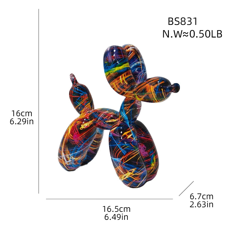Water Transfer Balloon Dog Sculpture Resin Craft Decorative Piece for Bedroom, Living Room, and Study with Trendy Style