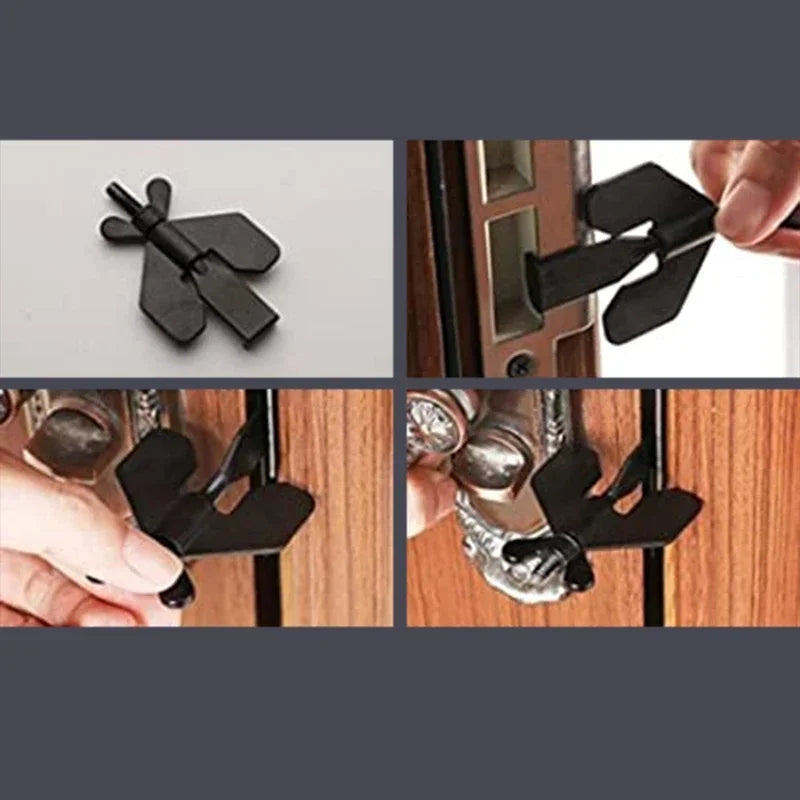 Portable Door Lock for Travel & Hotel, Privacy Anti-Theft Door Stopper, Black/Gold
