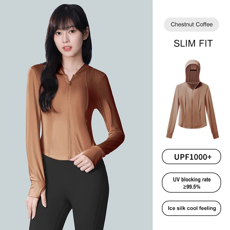 GOLDEN CAMEL Cape Sun Protection Clothing Anti-ultraviolet Breathable Ice Silk Quick-drying Skin Tights Sun Protection Jacket