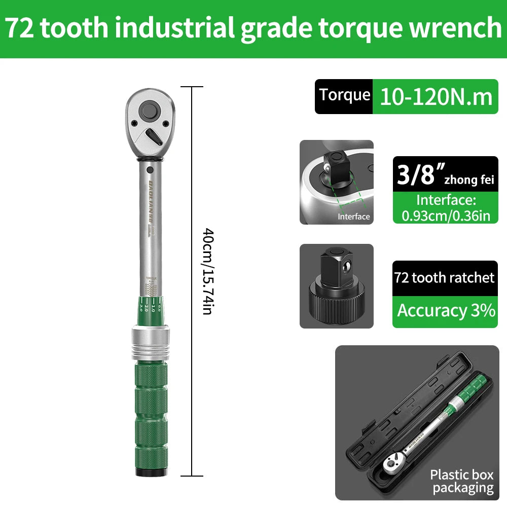2.5-30N.m 10-120N.m 50-350N.m Torque Wrench 1/4 3/8 1/2 inch square head torque key ±3% High Accuracy Torque Wrench Professional