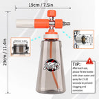 Pressure Washer Upgraded Foam Cannon for 1/4” Quick Connector with 360°Adjustable Spray Nozzle, 1L Foam Cannon Soap Dispenser