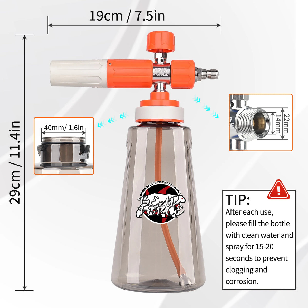 Pressure Washer Upgraded Foam Cannon for 1/4” Quick Connector with 360°Adjustable Spray Nozzle, 1L Foam Cannon Soap Dispenser
