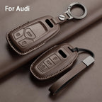 Auto Key Shell Fob For Audi A4 A4L A5 Q5 Q7 TT TTS 8S B9 2016 2017 2018 Leather Car Remote Key Case Cover Keychain Accessories