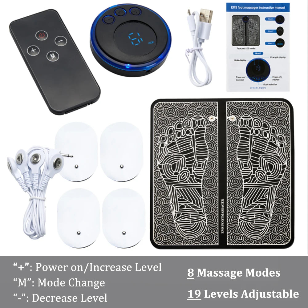 EMS Foot Massager Mat Electric TENS Foot Massage Pad Foldable Muscle Stimulator
