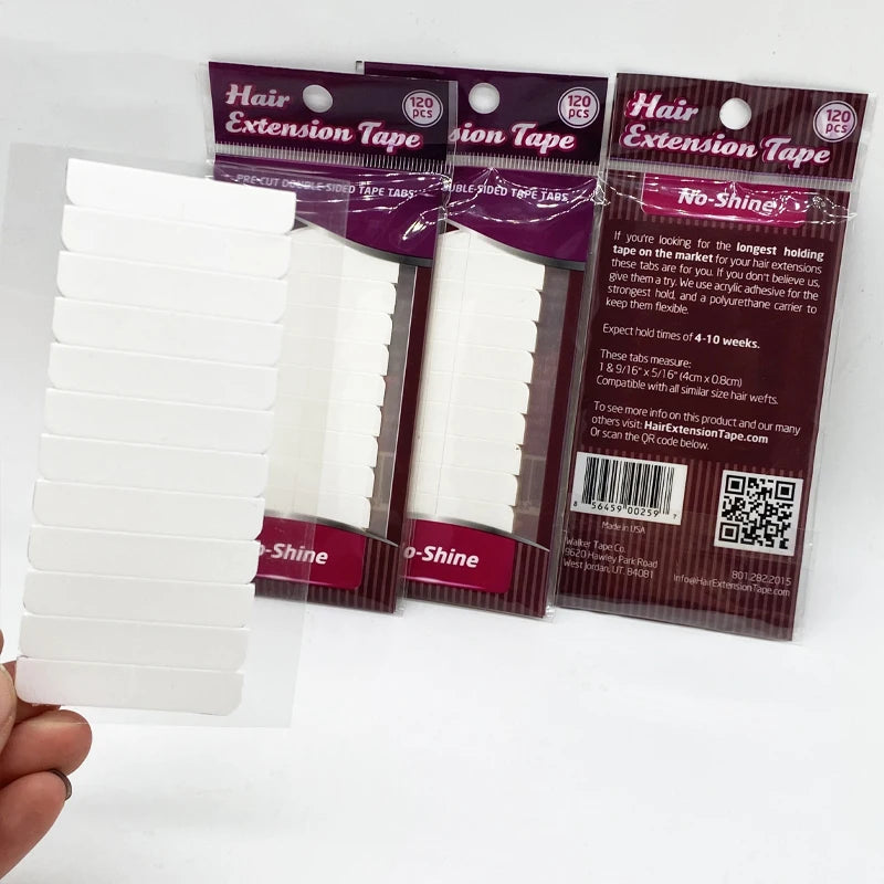 120 tabs/lots 10 sheets 0.8cm*4cm No shine white adhesive tape waterproof tape for tape hair extension