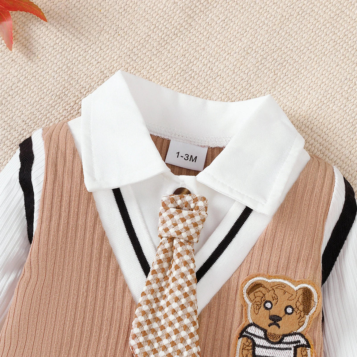 Baby Boy Gentleman Teddy Bear Jumpsuit Romper, Long Sleeve, 1-18 Months, 1pc