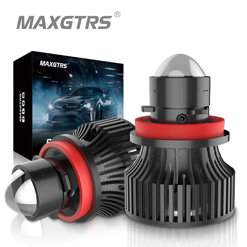 2pcs Automotive H7 H11 9005 9006 Laser Headlight Bulb Mini Projector Lens Light Auto LED Fog Light 3000K Gold LED H7 H8 HB3 HB4