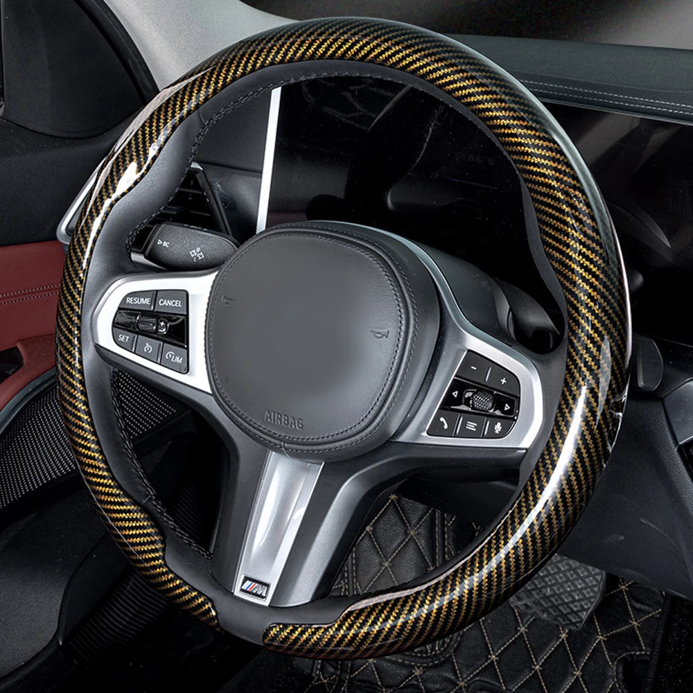 Steering Size 36-38cm Universal Non-slip D-shaped Round Breathable Car Steering Wheel Cover Protector Suitable Auto Accessories