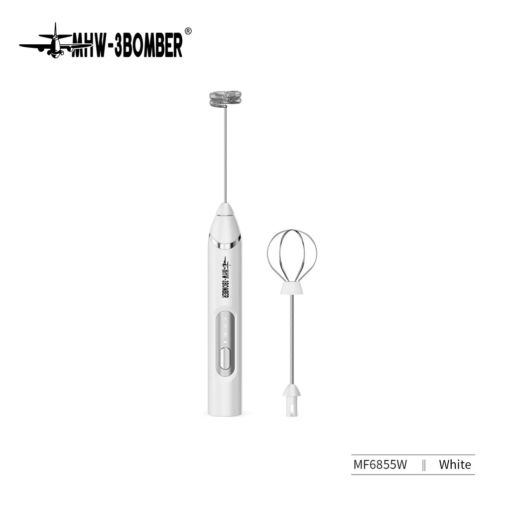 MHW-3BOMEBR Rechargeable Milk Frother Handheld Electric Foam Maker Stainless Steel Whisk Drink Mixer Foamer for Latte/Cappuccino