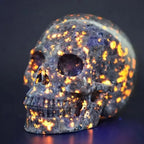 Natural Crystal Skull Yooperlites Carved Skull Statue Craft Fire Stone Figurine Powerful Witchcraft For Halloween Decor Gift