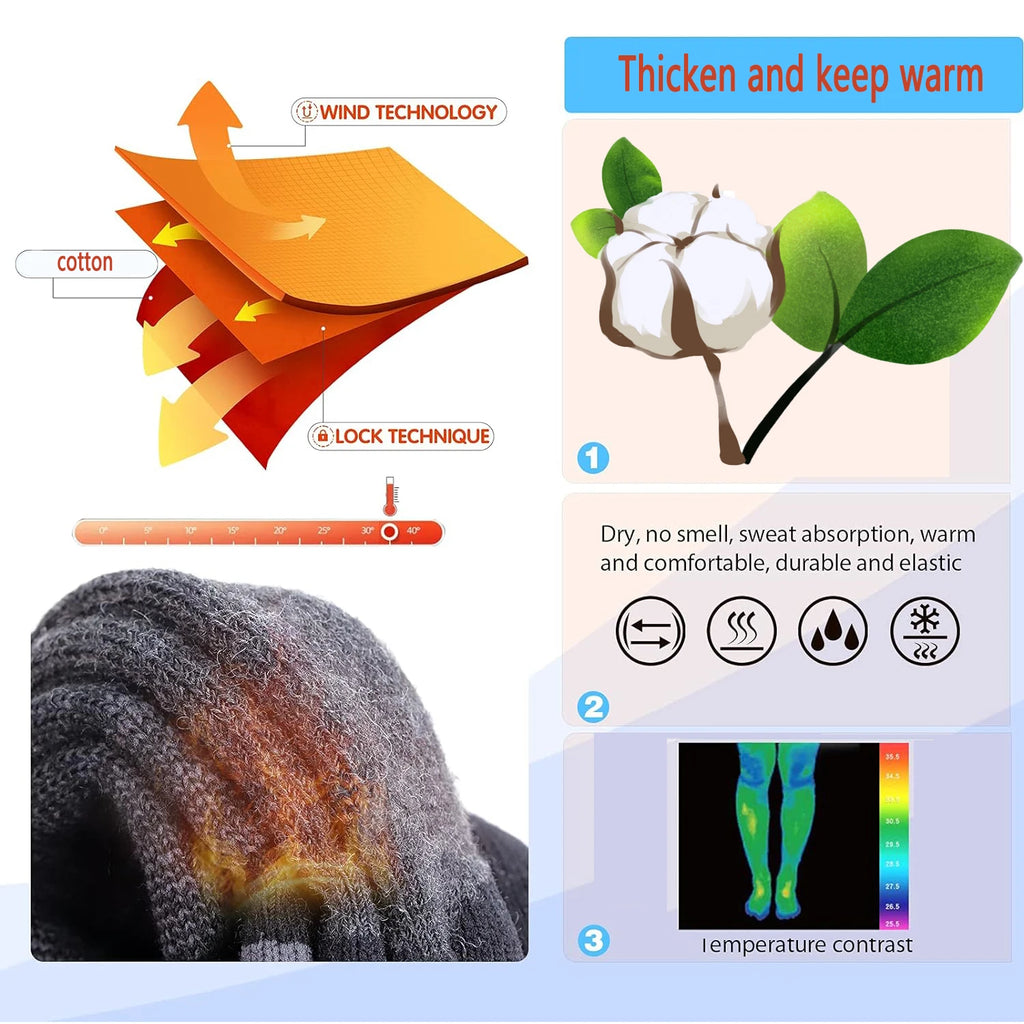YANBIGUO 2 Pairs Wool Ski Socks,Thermal Knee-high Cold Weather Warm Socks for Snowboarding,Snow,Winter,Hunting