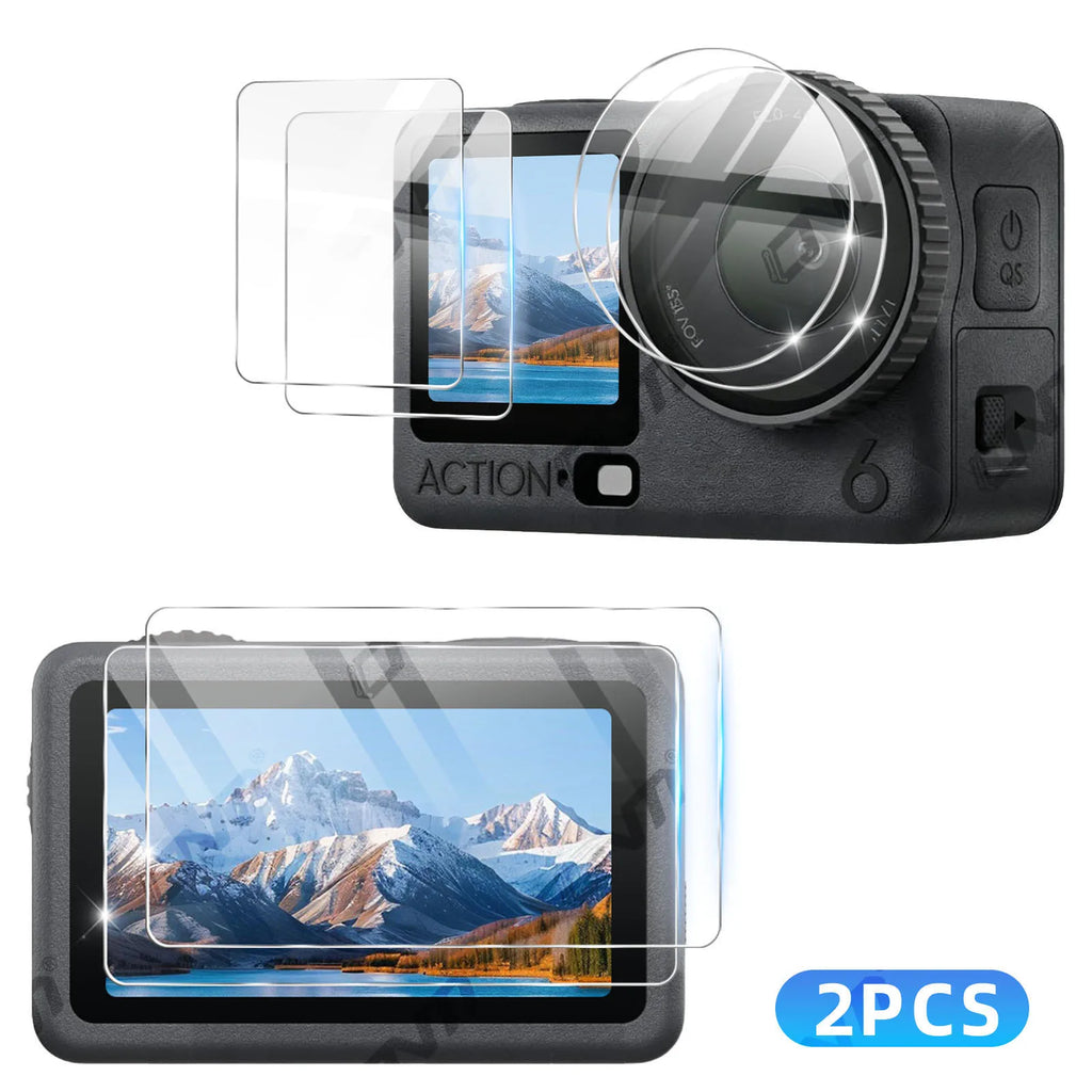 Lens & Screen Protector for DJI Osmo Action 6 - 9H Tempered Glass Camera Anti-scratch Glass Film HD Clear Accessories Set