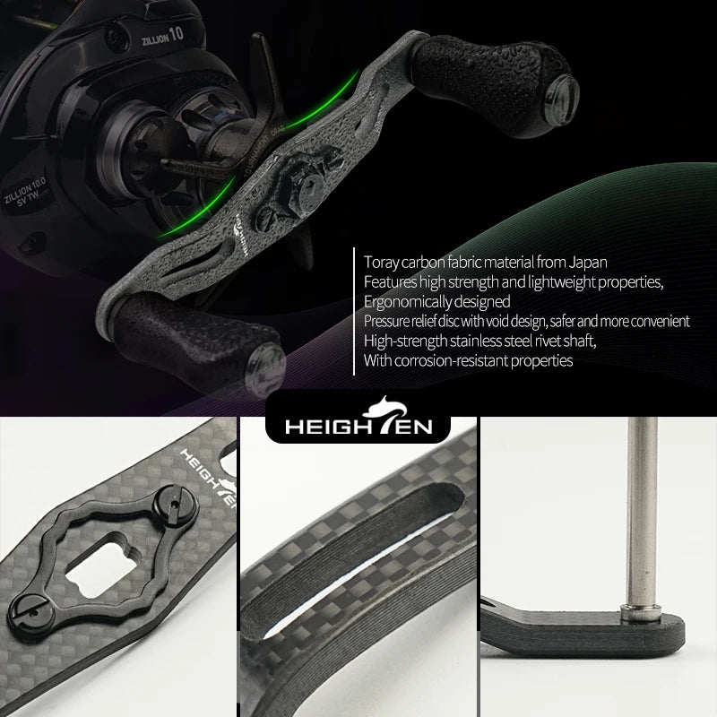 HEIGHTEN Baitcasting Reel Carbon Handle  85mm/95mm/110mm/120mm/130mm Without Knob Lure Fishing Modification Accessories
