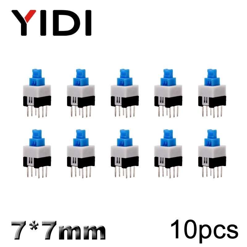 10pcs PCB Tact Tactile Micro Mini Latching Push Button On Off Self Lock UnLock Switch DIP 6 Pin Cap 5.8*5.8/7*7/8*8/8.5*8.5mm
