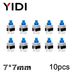 10pcs PCB Tact Tactile Micro Mini Latching Push Button On Off Self Lock UnLock Switch DIP 6 Pin Cap 5.8*5.8/7*7/8*8/8.5*8.5mm